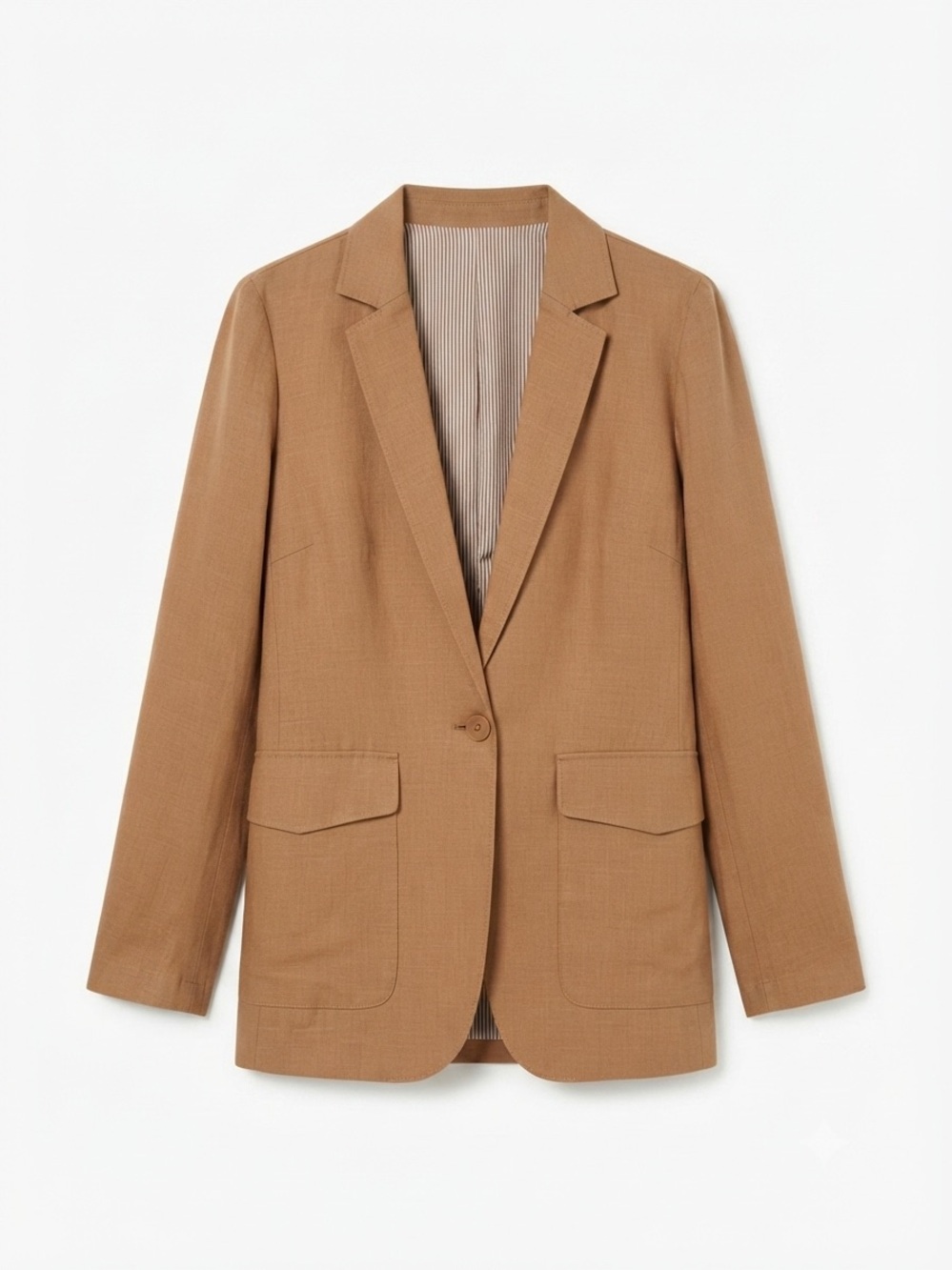 The Odells Camel Brown Single-Button Blazer Size S Tailored Jacket luxury chic